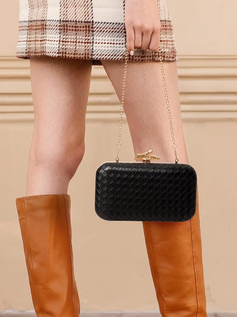 CHUNLI Clutch Purses for Women Evening/Wedding Chic Woven Bag Formal PU Leather Purse Designer Handbags for Women - Image 3